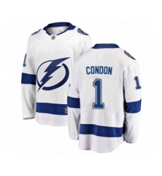 Men's Tampa Bay Lightning #1 Mike Condon Fanatics Branded White Away Breakaway Hockey Jersey