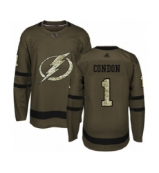 Youth Tampa Bay Lightning #1 Mike Condon Authentic Green Salute to Service Hockey Jersey