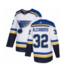 Men's St. Louis Blues #32 Nikita Alexandrov Authentic White Away Hockey Jersey