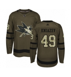 Youth San Jose Sharks #49 Artemi Kniazev Authentic Green Salute to Service Hockey Jersey