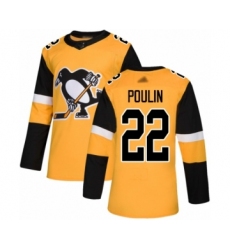 Men's Pittsburgh Penguins #22 Samuel Poulin Authentic Gold Alternate Hockey Jersey