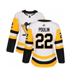 Women's Pittsburgh Penguins #22 Samuel Poulin Authentic White Away Hockey Jersey