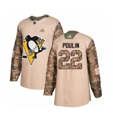 Youth Pittsburgh Penguins #22 Samuel Poulin Authentic Camo Veterans Day Practice Hockey Jersey