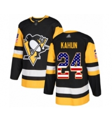 Men's Pittsburgh Penguins #24 Dominik Kahun Authentic Black USA Flag Fashion Hockey Jersey