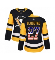 Women's Pittsburgh Penguins #27 Nick Bjugstad Authentic Black USA Flag Fashion Hockey Jersey