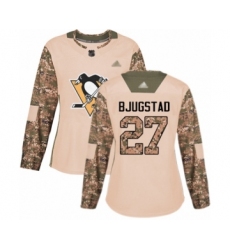 Women's Pittsburgh Penguins #27 Nick Bjugstad Authentic Camo Veterans Day Practice Hockey Jersey