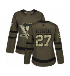 Women's Pittsburgh Penguins #27 Nick Bjugstad Authentic Green Salute to Service Hockey Jersey