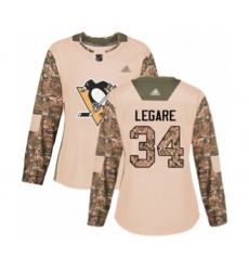 Women's Pittsburgh Penguins #34 Nathan Legare Authentic Camo Veterans Day Practice Hockey Jersey