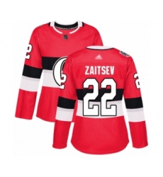 Women's Ottawa Senators #22 Nikita Zaitsev Authentic Red 2017 100 Classic Hockey Jersey