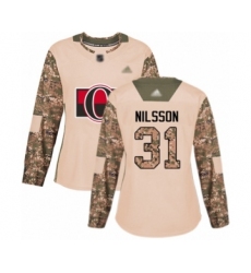 Women's Ottawa Senators #31 Anders Nilsson Authentic Camo Veterans Day Practice Hockey Jersey