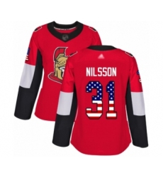 Women's Ottawa Senators #31 Anders Nilsson Authentic Red USA Flag Fashion Hockey Jersey