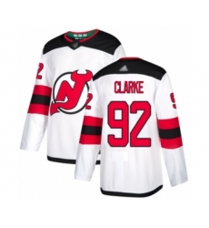 Men's New Jersey Devils #92 Graeme Clarke Authentic White Away Hockey Jersey