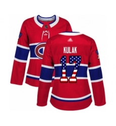 Women's Montreal Canadiens #17 Brett Kulak Authentic Red USA Flag Fashion Hockey jersey