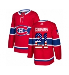 Youth Montreal Canadiens #21 Nick Cousins Authentic Red USA Flag Fashion Hockey Jersey