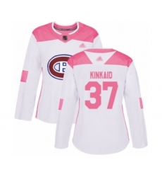 Women's Montreal Canadiens #37 Keith Kinkaid Authentic White Pink Fashion Hockey Jersey