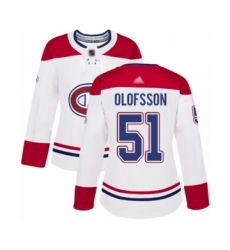 Women's Montreal Canadiens #51 Gustav Olofsson Authentic White Pink Fashion Hockey Jersey