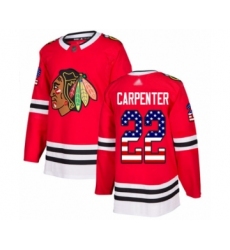 Youth Chicago Blackhawks #22 Ryan Carpenter Authentic Red USA Flag Fashion Hockey Jersey