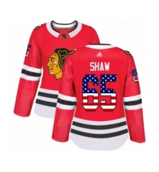 Women's Chicago Blackhawks #65 Andrew Shaw Authentic Red USA Flag Fashion Hockey Jersey