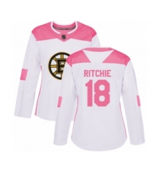 Women's Boston Bruins #18 Brett Ritchie Authentic White Pink Fashion Hockey Jersey