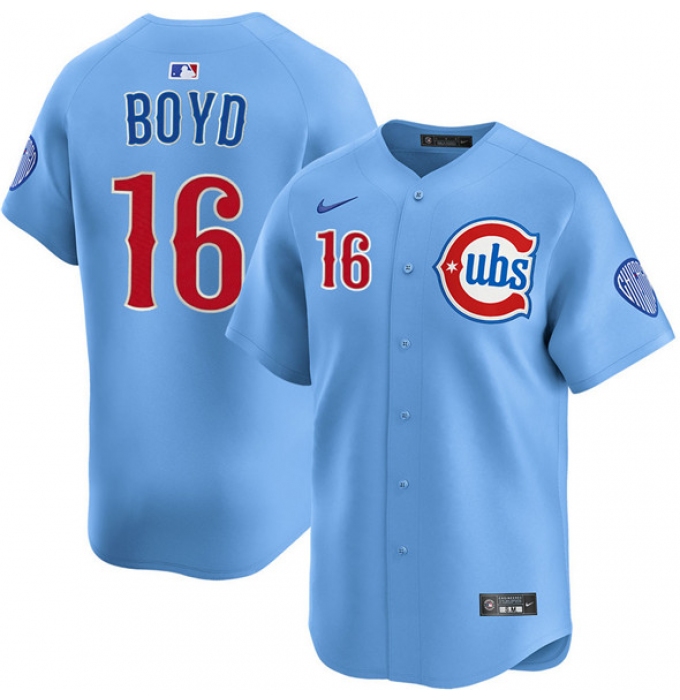 Men's Chicago Cubs #16 Matthew Boyd Blue 2024-25 2nd Alternate Limited Stitched Baseball Jersey