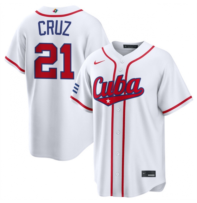 Men's Cuba Baseball #21 Naykel Cruz White 2026 World Baseball Classic Home Stadium Stitched Jersey