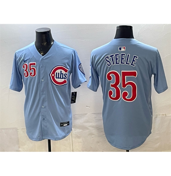 Men's Chicago Cubs #35 Justin Steele Blue 2024 25 2nd Alternate Limited Stitched Baseball Jersey