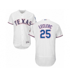 Men's Texas Rangers #25 Jose Leclerc White Home Flex Base Authentic Collection Baseball Player Jersey