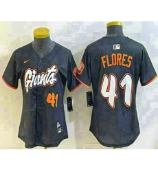 Women's San Francisco Giants #41 Wilmer Flores Number Black 2025 City Connect Limited Stitched Jersey
