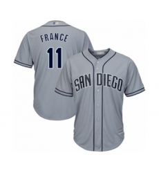 Youth San Diego Padres #11 Ty France Authentic Grey Road Cool Base Baseball Player Jersey