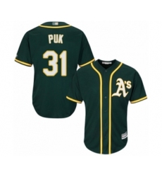 Youth Oakland Athletics #31 A.J. Puk Authentic Green Alternate 1 Cool Base Baseball Player Jersey
