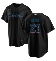 Men's Miami Marlins #23 Max Meyer Black Cool Base Stitched Baseball Jersey
