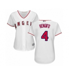 Women's Los Angeles Angels of Anaheim #4 Luis Rengifo Authentic White Home Cool Base Baseball Player Jersey