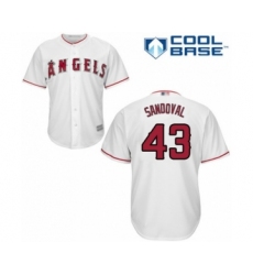 Youth Los Angeles Angels of Anaheim #43 Patrick Sandoval Authentic White Home Cool Base Baseball Player Jersey
