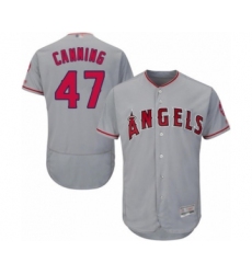 Men's Los Angeles Angels of Anaheim #47 Griffin Canning Grey Road Flex Base Authentic Collection Baseball Player Jersey