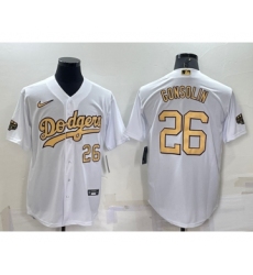 Men's Los Angeles Dodgers #26 Tony Gonsolin Number White 2022 All Star Stitched Cool Base Nike Jersey