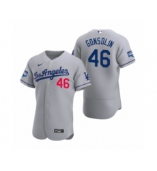 Men's Los Angeles Dodgers #46 Tony Gonsolin Gray 2020 World Series Champions Road Authentic Jersey