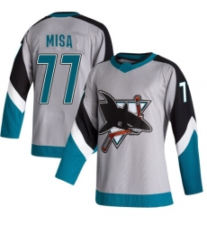 Men's San Jose Sharks #77 Michael Misa Authentic Gray 2020-21 Reverse Retro Jersey
