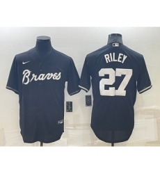 Men's Atlanta Braves #27 Austin Riley Black Turn Back The Clock Stitched Cool Base Jersey