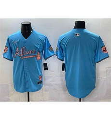 Men's Atlanta Braves Blank Blue 2024 Atliens & Peach With Outkast Vapor Limited Stitched Baseball Jersey