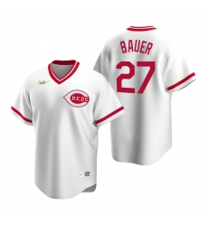 Men's Nike Cincinnati Reds #27 Trevor Bauer White Cooperstown Collection Home Stitched Baseball Jersey