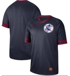 Men's Nike Cleveland Indians Blank Navy Authentic Cooperstown Collection Baseball Jersey