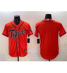 Men's Detroit Tigers Blank Orange With Cool Base Stitched Baseball Jersey