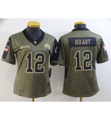Women's Tampa Bay Buccaneers #12 Tom Brady Nike Olive 2021 Salute To Service Limited Player Jersey