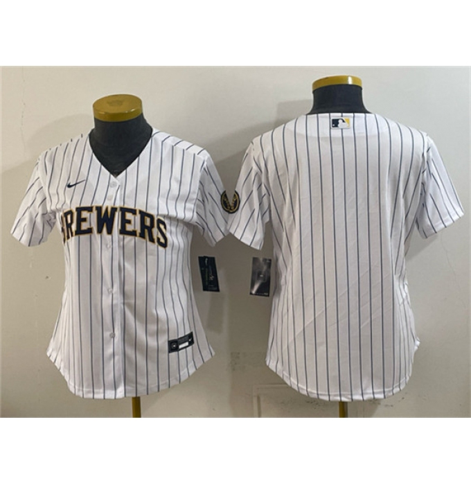 Women's Milwaukee Brewers Blank White Cool Base Stitched Jersey(Run Small)