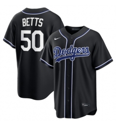 Men's Los Angeles Dodgers #50 Mookie Betts 2026 Fashion Replica Black Out Stitched Baseball Jersey