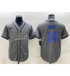 Men's Buffalo Bills #14 Stefon Diggs Gray With Patch Cool Base Stitched Baseball Jersey
