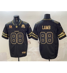 Men's Dallas Cowboys #88 CeeDee Lamb Black Gold 2025 F.U.S.E. With 5x Super Bowl Champions & Established In 1960 Vapor Limited Stitched Football Jersey
