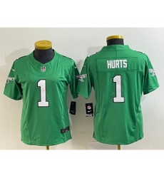Women's Nike Philadelphia Eagles #1 Jalen Hurts Green 2023 F.U.S.E. Stitched Football Jersey