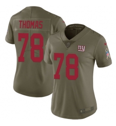 Women's New York Giants #78 Andrew Thomas Olive Stitched NFL Limited 2017 Salute To Service Jersey