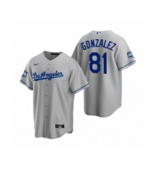 Men's Los Angeles Dodgers #81 Victor Gonzalez Gray 2020 World Series Champions Replica Jerseys